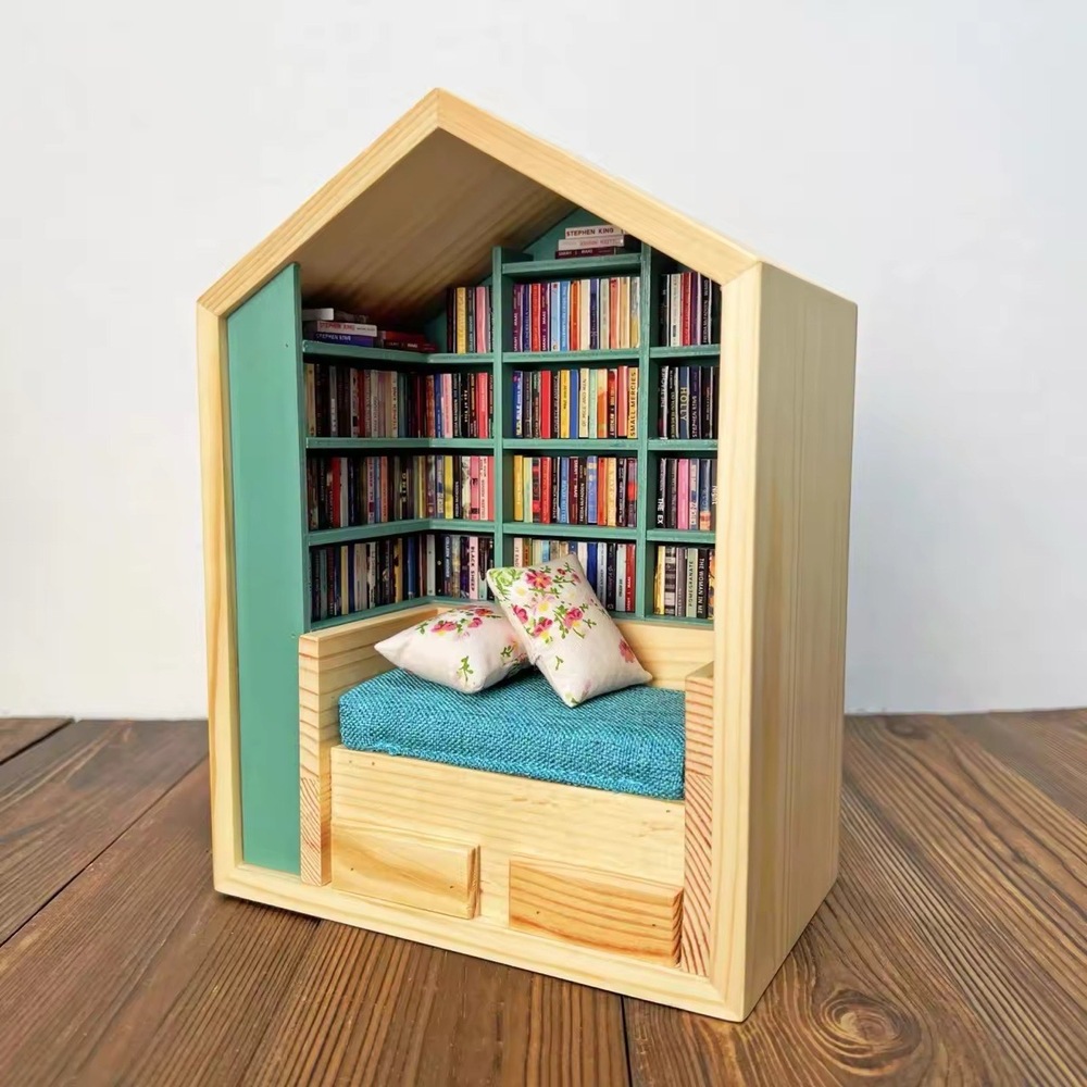 NEW Mini Bookshelf Wooden Reading Nook Stress Relief